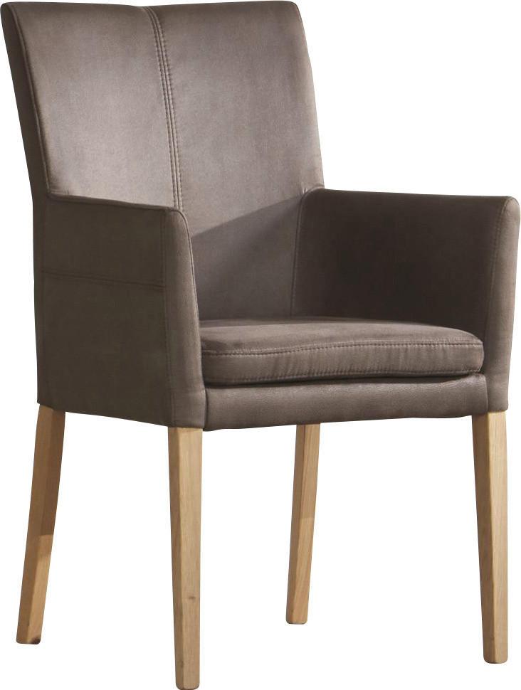 ARMLEHNSTUHL  in Mikrofaser  - Schlammfarben/Eichefarben, Design, Holz/Textil (55/95/60cm) - Valdera