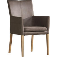 ARMLEHNSTUHL  in Mikrofaser  - Schlammfarben/Eichefarben, Design, Holz/Textil (55/95/60cm) - Valdera