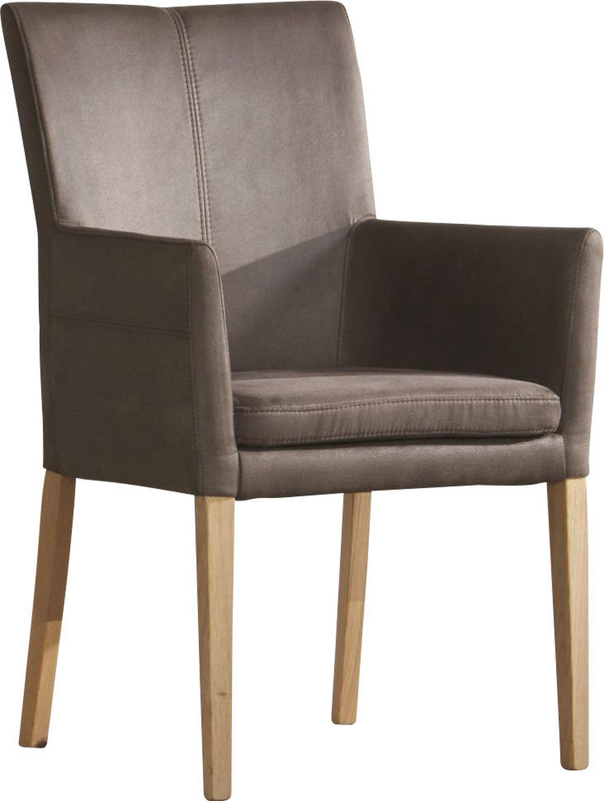 ARMLEHNSTUHL  in Mikrofaser  - Schlammfarben/Eichefarben, Design, Holz/Textil (55/95/60cm) - Valdera