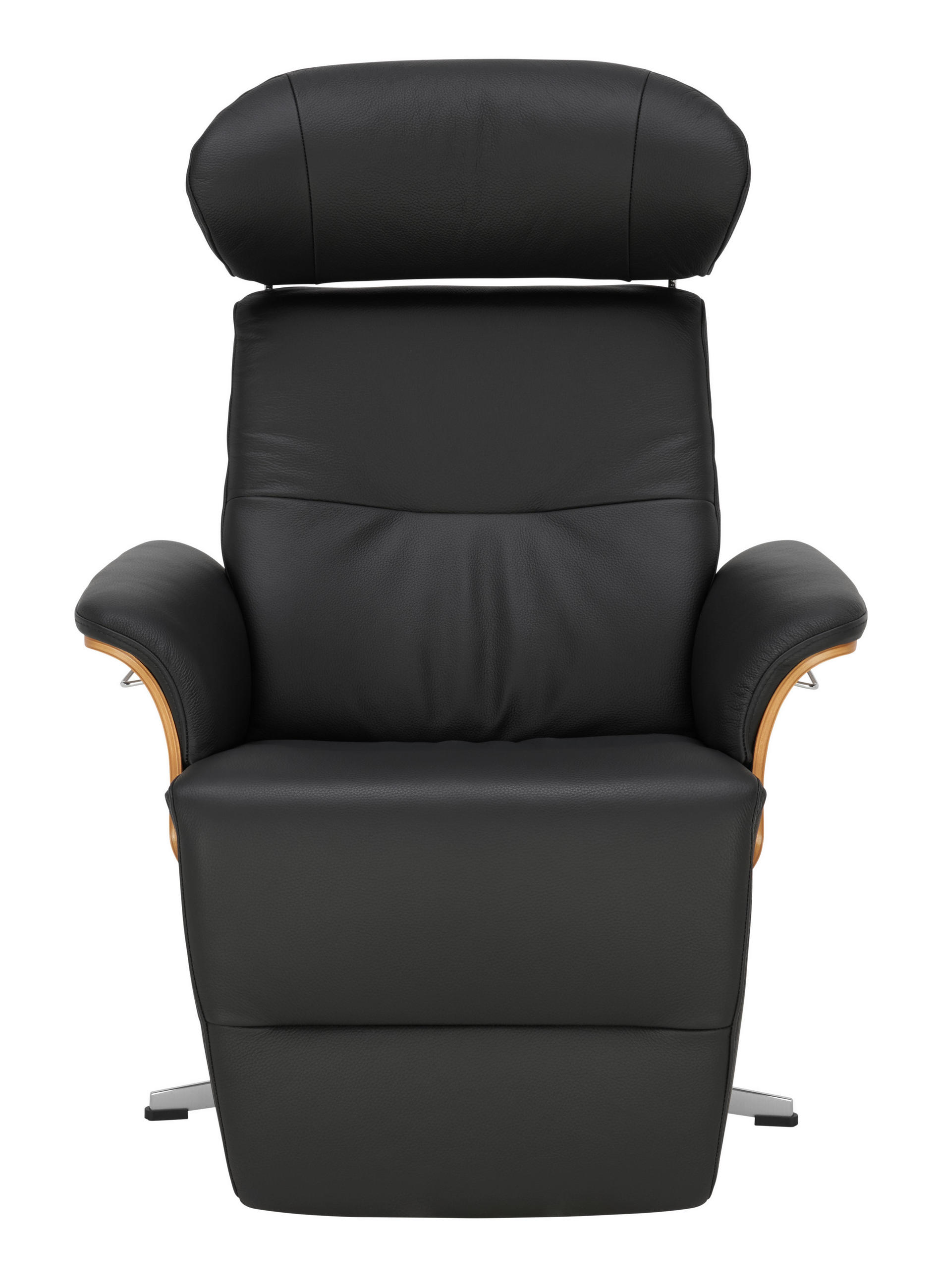 RELAXSESSEL in Holz, Metall, Leder Schwarz, Eichefarben, Alufarben  - Eichefarben/Schwarz, Natur, Leder/Holz (81/103/80cm) - Conform