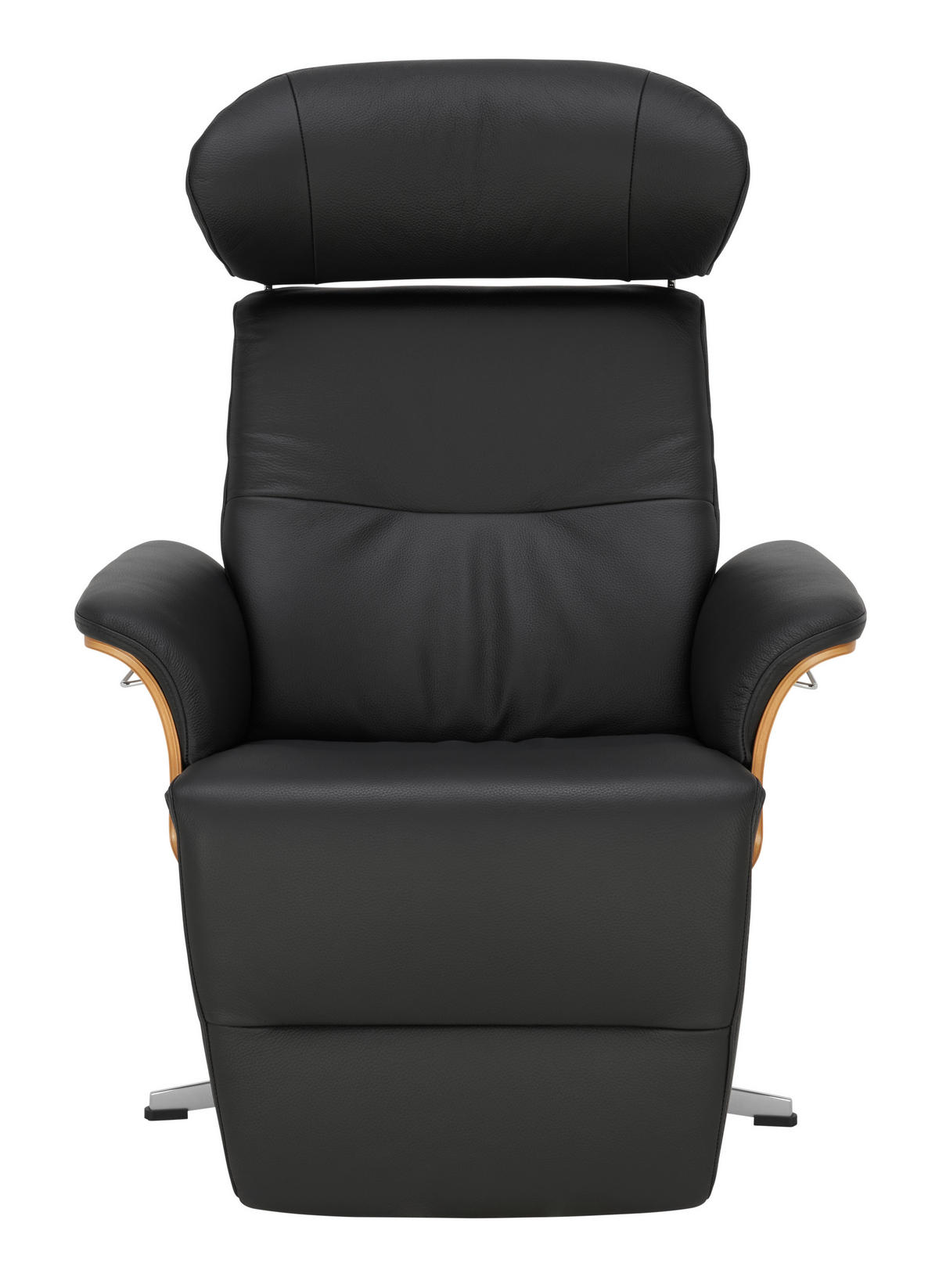 RELAXSESSEL in Holz, Metall, Leder Schwarz, Eichefarben, Alufarben  - Eichefarben/Schwarz, Natur, Leder/Holz (81/103/80cm) - Conform