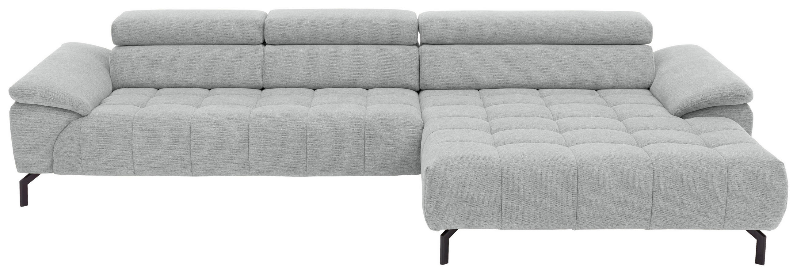 ECKSOFA in Chenille Grauweiss  - Schwarz/Grauweiss, Design, Textil/Metall (329/190cm) - Beldomo Style