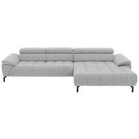 ECKSOFA in Chenille Grauweiss  - Schwarz/Grauweiss, Design, Textil/Metall (329/190cm) - Beldomo Style
