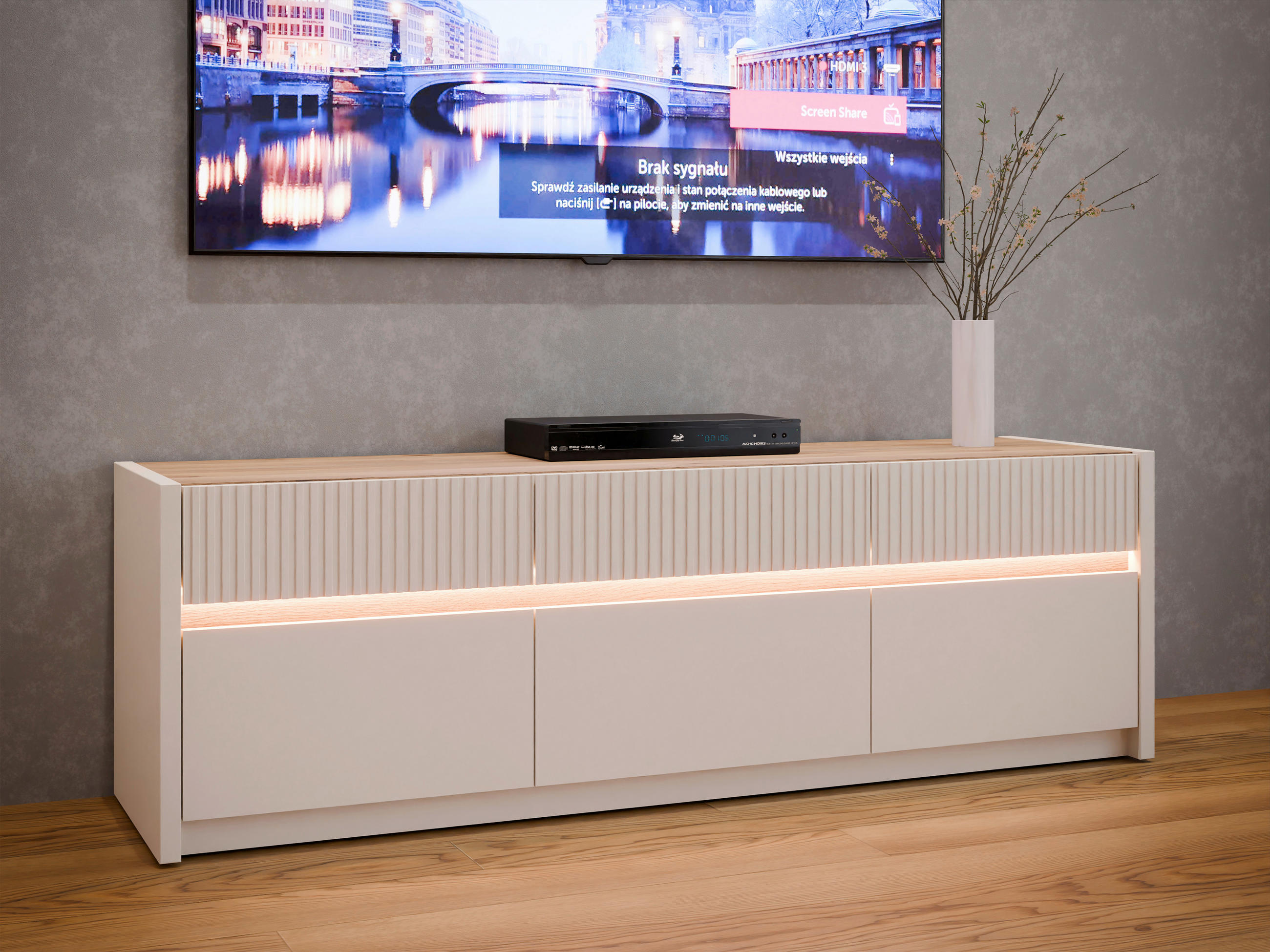 TV-ELEMENT barve hrasta, peščene barve  - barve hrasta/peščene barve, Design, leseni material (160/50,7/41,7cm) - Hom`in