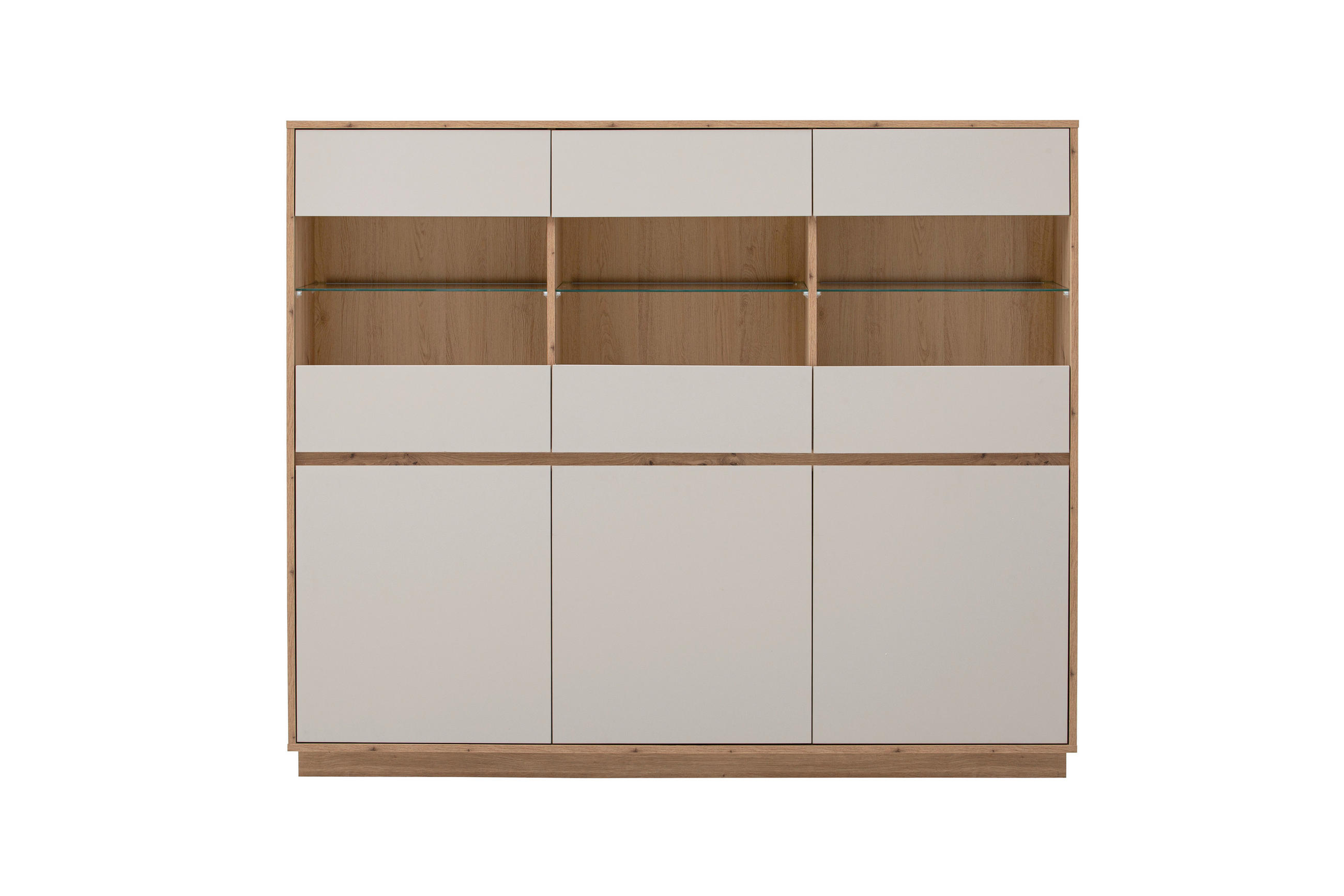 HIGHBOARD , 164/138/40 cm,  - Kaschmir/Eiche Artisan, Design, Glas/Holzwerkstoff (164/138/40cm) - MID.YOU