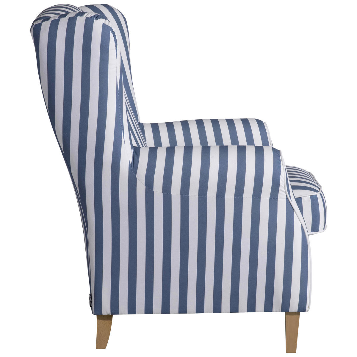 OHRENSESSEL in Flachgewebe Blau, Weiss  - Blau/Weiss, Konventionell, Holz/Textil (77/103/86cm) - Max Winzer