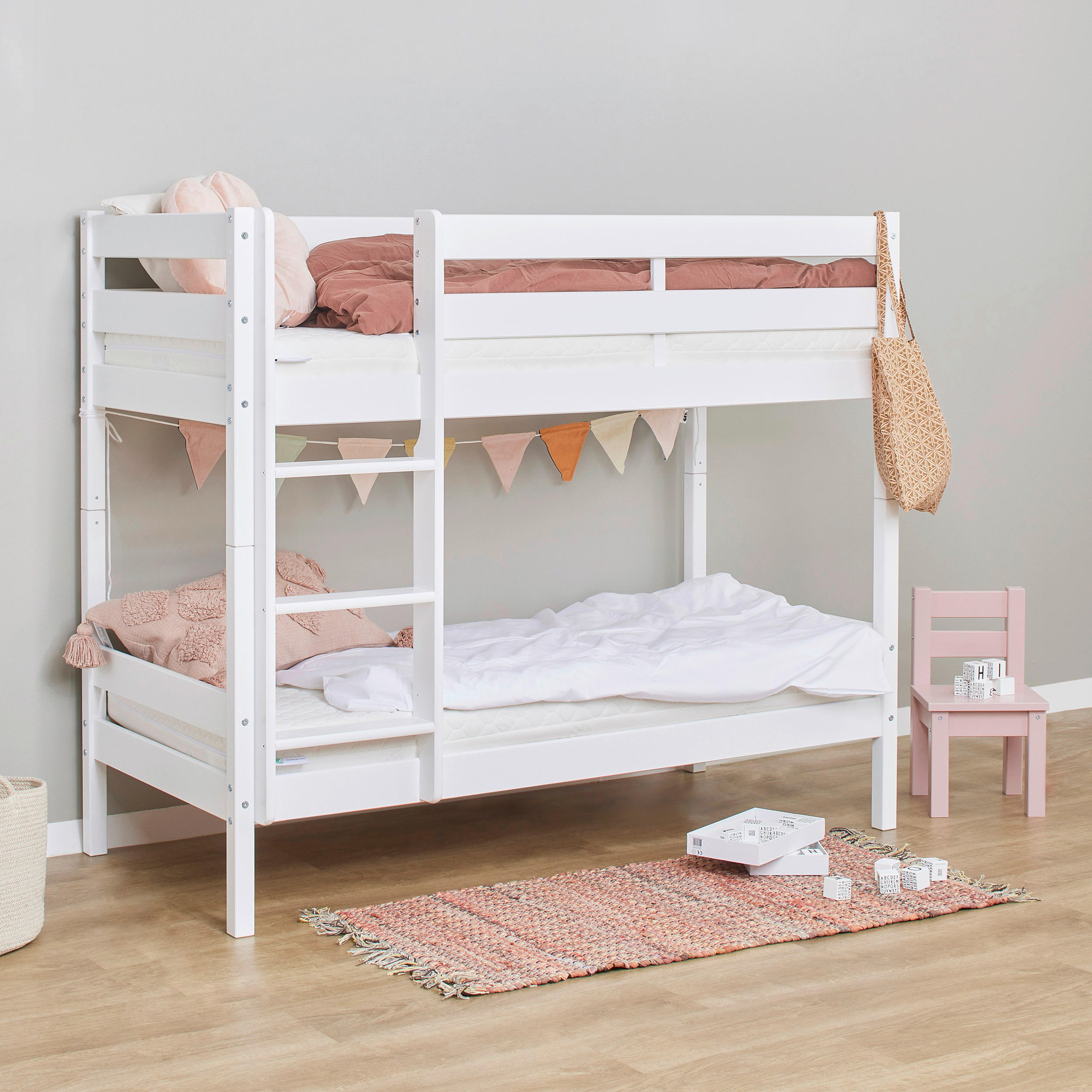 ETAGENBETT - Naturfarben/Weiß, MODERN, Holz (70/160cm) - MID.YOU