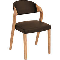 STUHL Echtleder Braun, Eichefarben Altholz, Eiche massiv  - Eichefarben/Braun, Natur, Leder/Holz (53/82/57cm) - Voglauer