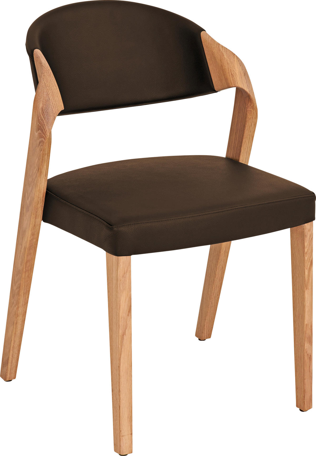 STUHL Echtleder Braun, Eichefarben Altholz, Eiche massiv  - Eichefarben/Braun, Natur, Leder/Holz (53/82/57cm) - Voglauer