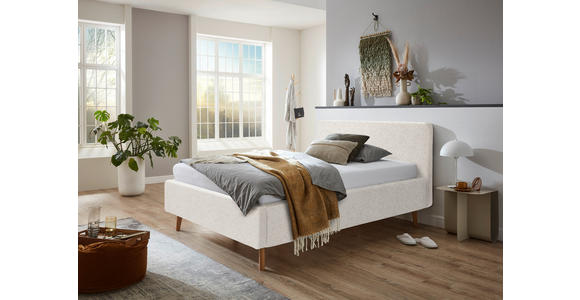 POLSTERBETT 140/200 cm  in Creme  - Eichefarben/Creme, Design, Holz/Textil (140/200cm) - Xora