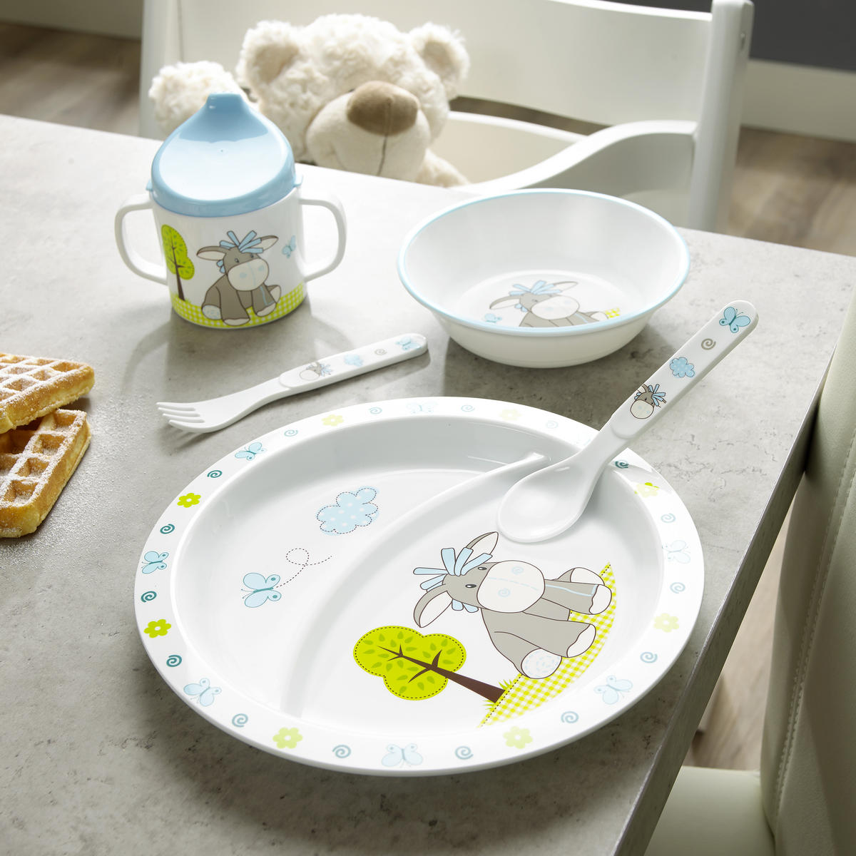 DJEČJI PRIBOR ZA JELO  Diego  - bijela/plava, Basics, plastika (13,5cm) - My Baby Lou