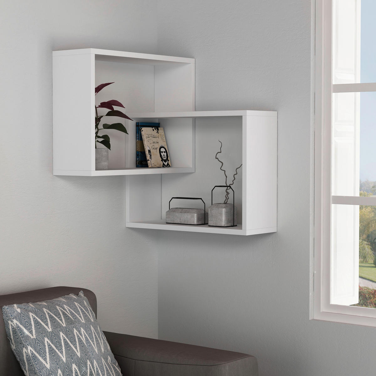 VÄGGHYLLA 60/68/20 cm  - vit, Design, trämaterial (60/68/20cm) - Livetastic