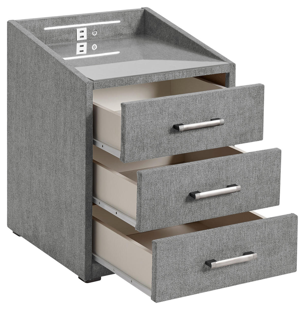 NACHTTISCH 47/61/46 cm  Dunkelgrau  - Dunkelgrau/Silberfarben, Modern, Holzwerkstoff/Kunststoff (47/61/46cm) - MID.YOU