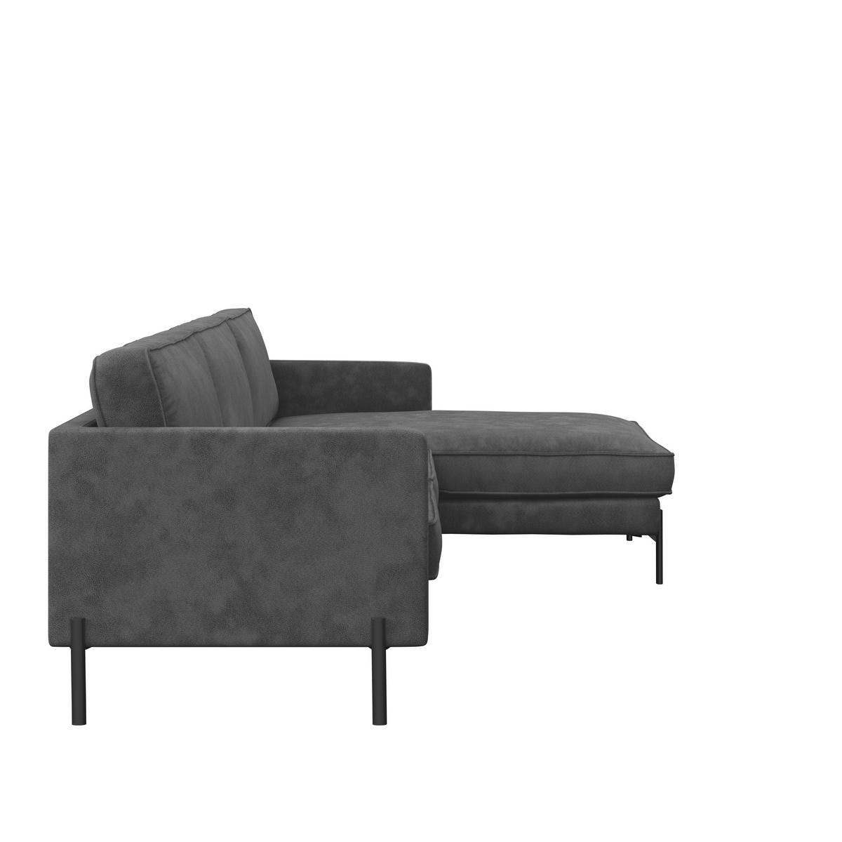 ECKSOFA in Flachgewebe Dunkelgrau  - Dunkelgrau/Schwarz, Trend, Textil/Metall (232/154cm) - Livetastic