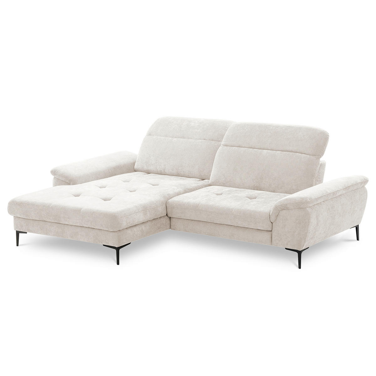 ECKSOFA  Webstoff Sandfarben  - Sandfarben/Schwarz, Design, Textil/Metall (195/268cm) - Livetastic