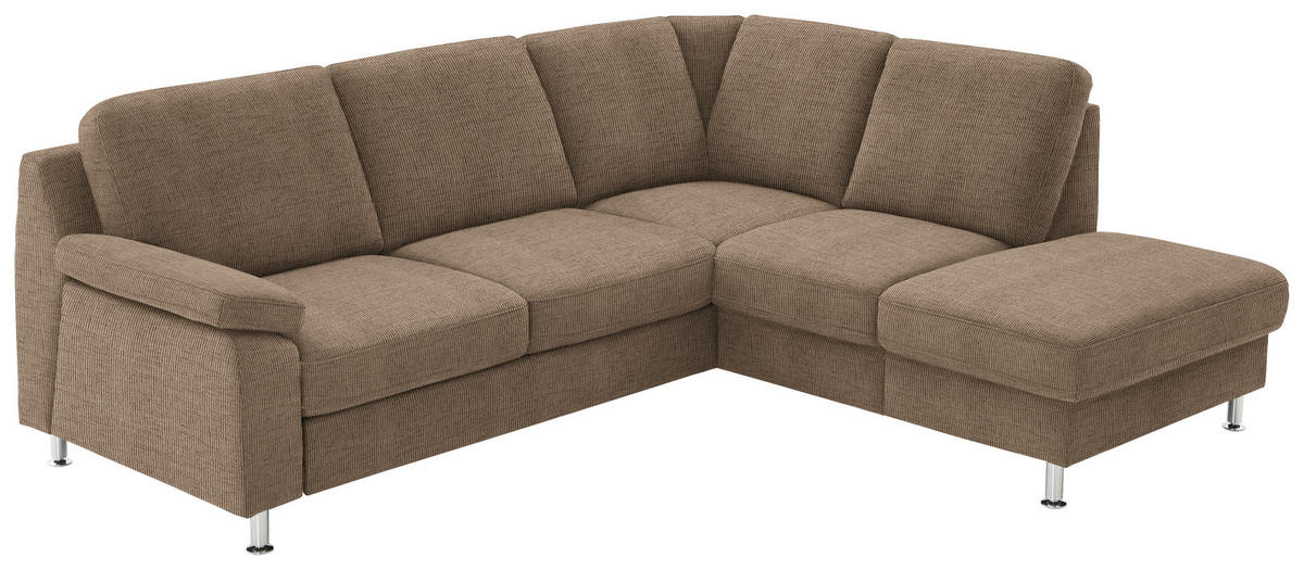 ECKSOFA in Webstoff Hellbraun  - Hellbraun/Alufarben, Konventionell, Textil/Metall (241/200cm) - Beldomo System