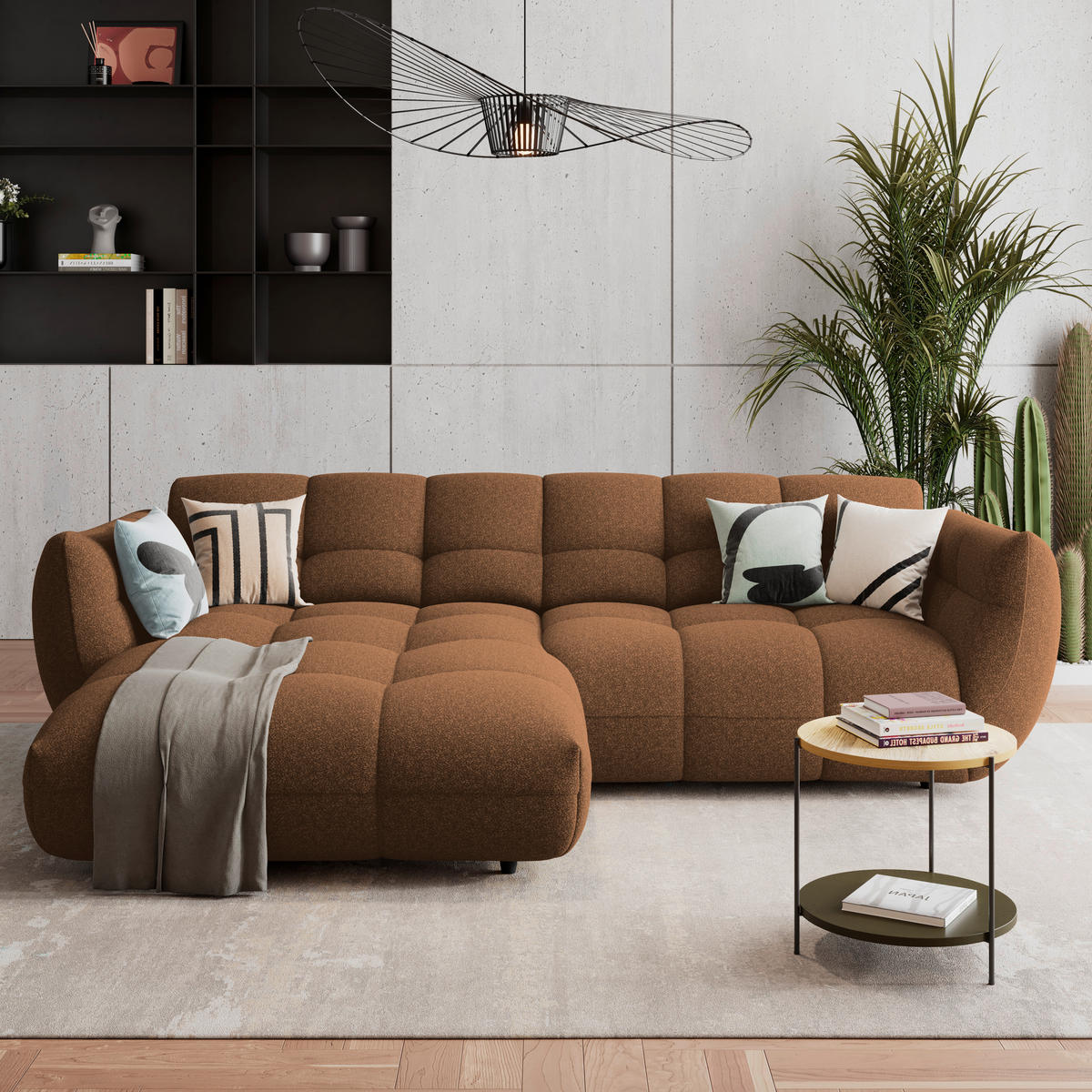 ECKSOFA Terracotta Chenille  - Dunkelgrün/Terracotta, Trend, Kunststoff/Textil (178/280cm) - MID.YOU