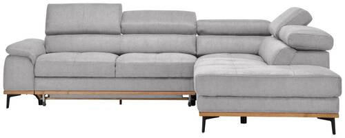ECKSOFA Creme Webstoff  - Creme/Schwarz, Natur, Holz/Textil (282/226cm) - Novel