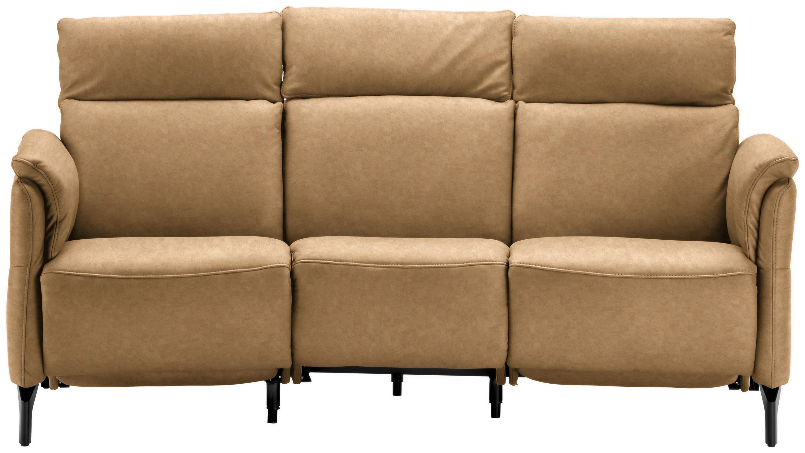 TRAPEZSOFA Echtleder Honig, Hellbraun  - Hellbraun/Schwarz, KONVENTIONELL, Leder/Metall (221/103/95cm) - Dieter Knoll