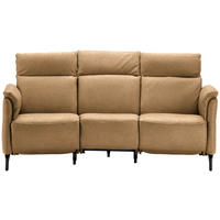 TRAPEZSOFA in Echtleder Honig, Hellbraun  - Hellbraun/Schwarz, KONVENTIONELL, Leder/Metall (221/103/95cm) - Dieter Knoll