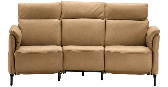 TRAPEZSOFA in Echtleder Honig, Hellbraun  - Hellbraun/Schwarz, KONVENTIONELL, Leder/Metall (221/103/95cm) - Dieter Knoll