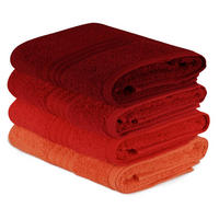 HANDTUCHSET Orange, Rot, Hellrot, Dunkelorange 4-teilig  - Hellrot/Rot, Basics, Textil (50/90cm)