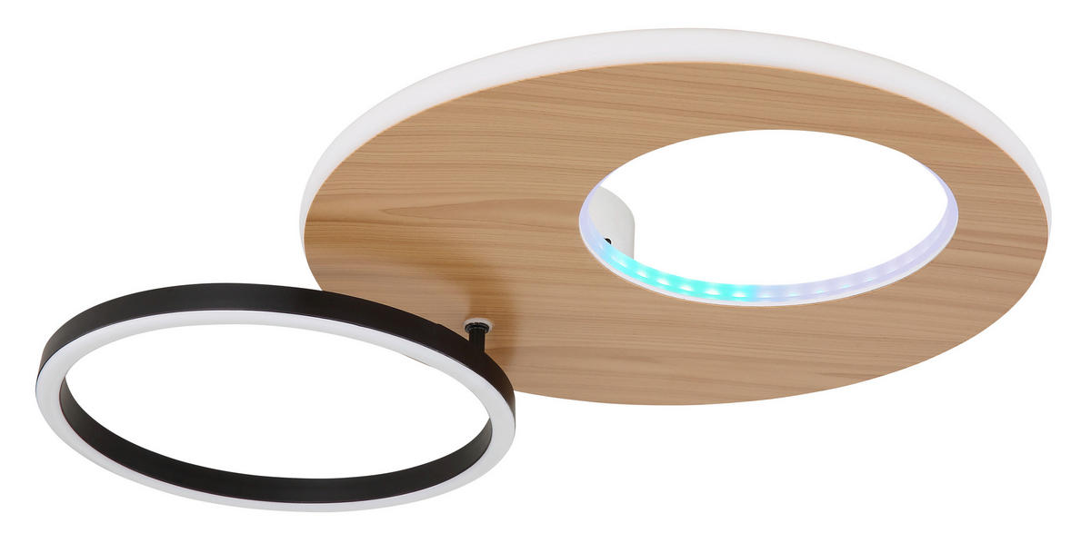 LED-DECKENLEUCHTE 61,2/40/10,5 cm   - Dunkelbraun/Opal, Design, Holzwerkstoff/Kunststoff (61,2/40/10,5cm) - Globo