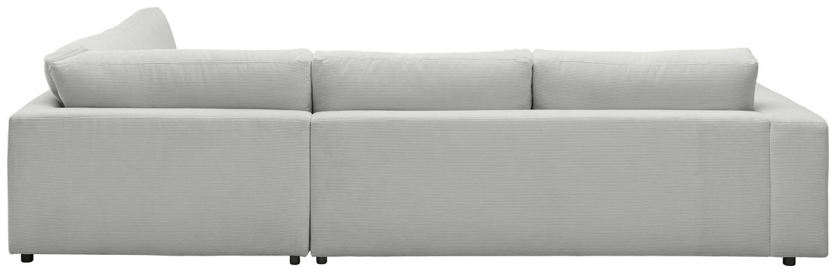 ECKSOFA in Feincord Hellgrau  - Hellgrau/Schwarz, Design, Kunststoff/Textil (325/224cm) - Hom`in