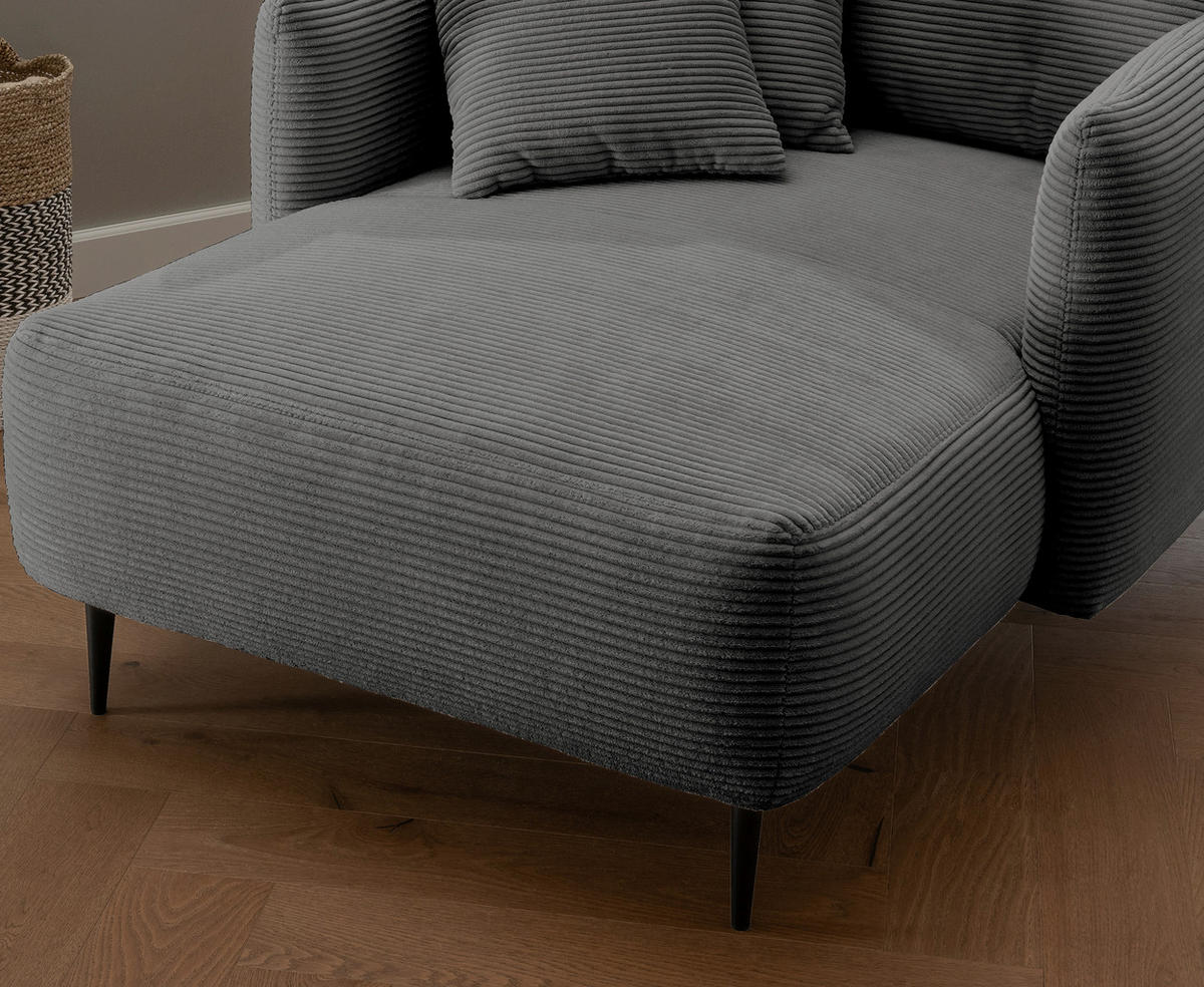 XXL-SESSEL in Cord Grau  - Schwarz/Grau, Design, Textil/Metall (112/95/158cm) - Livetastic