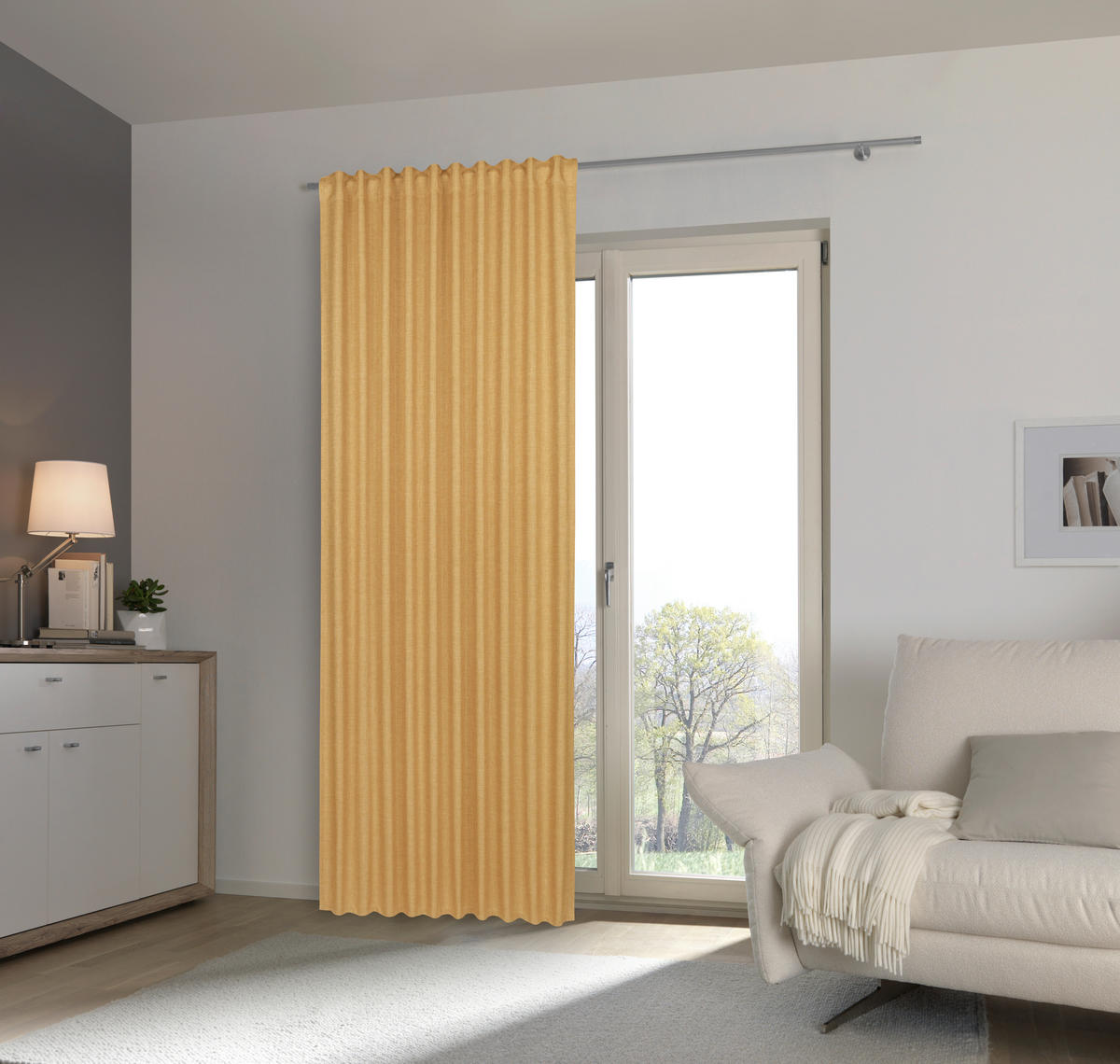 Draperie Confecționată opac  - galben, Basics, textil (140/245cm) - Boxxx