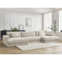 WOHNLANDSCHAFT LEONARD Beige Struktur  - Beige/Schwarz, MODERN, Kunststoff/Textil (159/404/159cm)