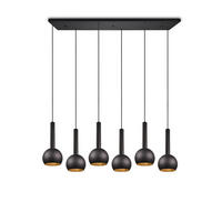 HÄNGELEUCHTE  - Schwarz, Design, Leder/Metall (153/200/38cm) - Cinque