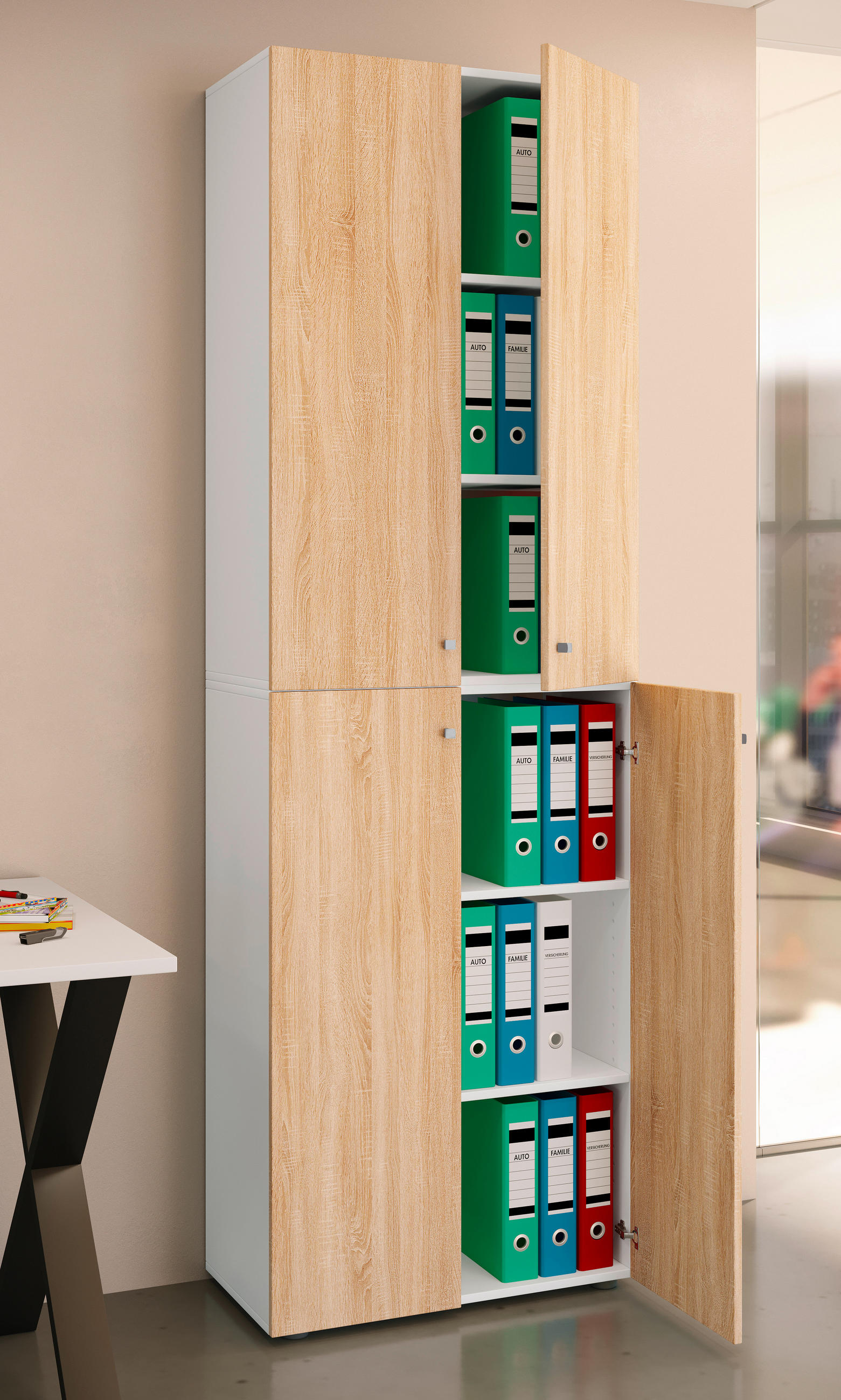 AKTENSCHRANK Weiß, Sonoma Eiche  - Weiß/Sonoma Eiche, Design, Holzwerkstoff (70/220/39cm) - MID.YOU