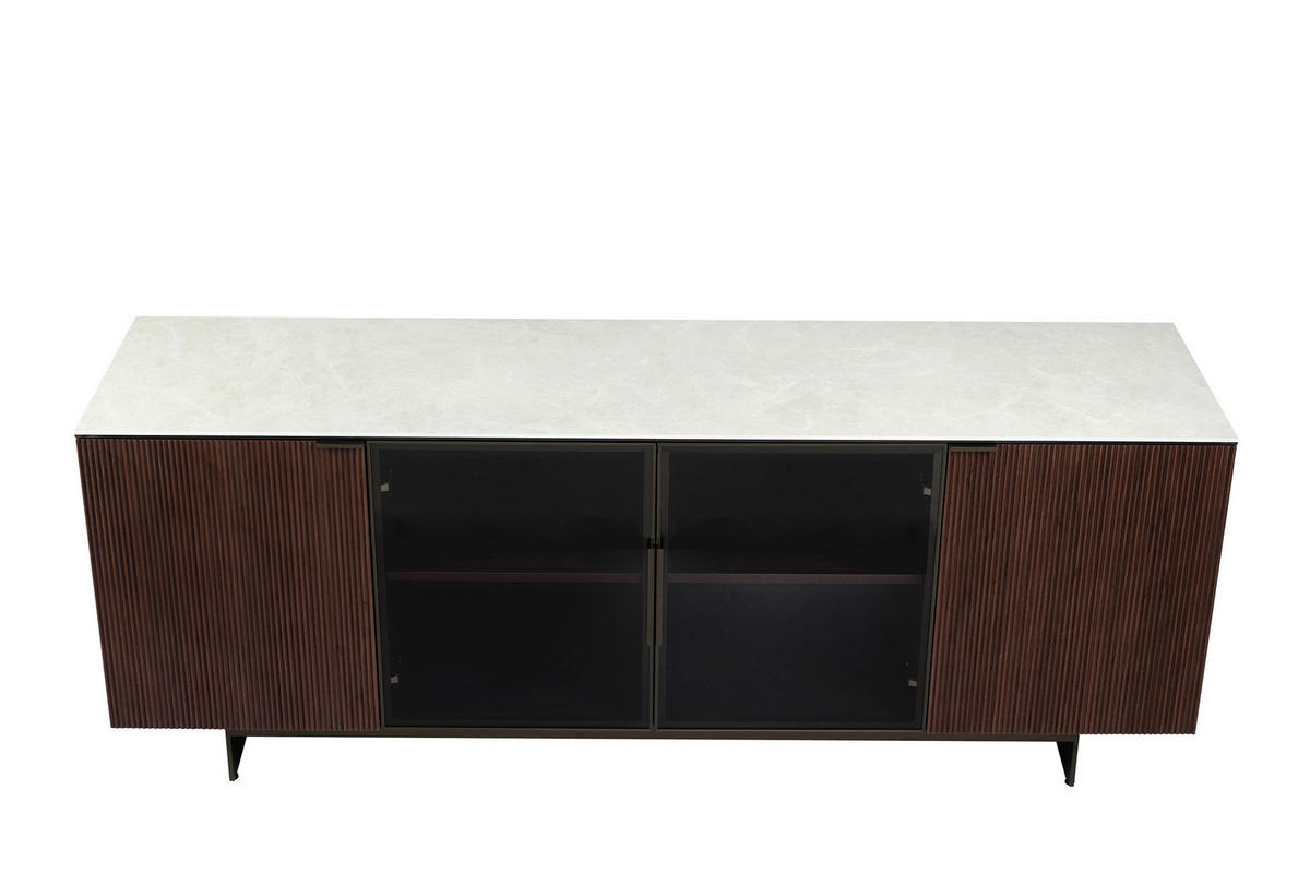 SIDEBOARD  200/77/50 cm  - Beige/Walnussfarben, Design, Glas/Keramik (200/77/50cm) - Dieter Knoll