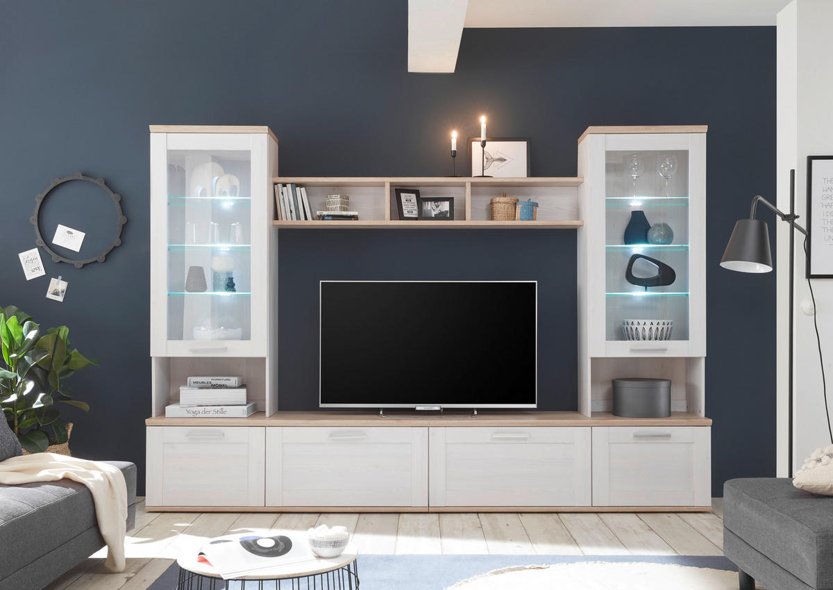 DNEVNI REGAL,  bela  - srebrne barve/bela, Konvencionalno, umetna masa/steklo (277/191/35/43cm) - Ti'me