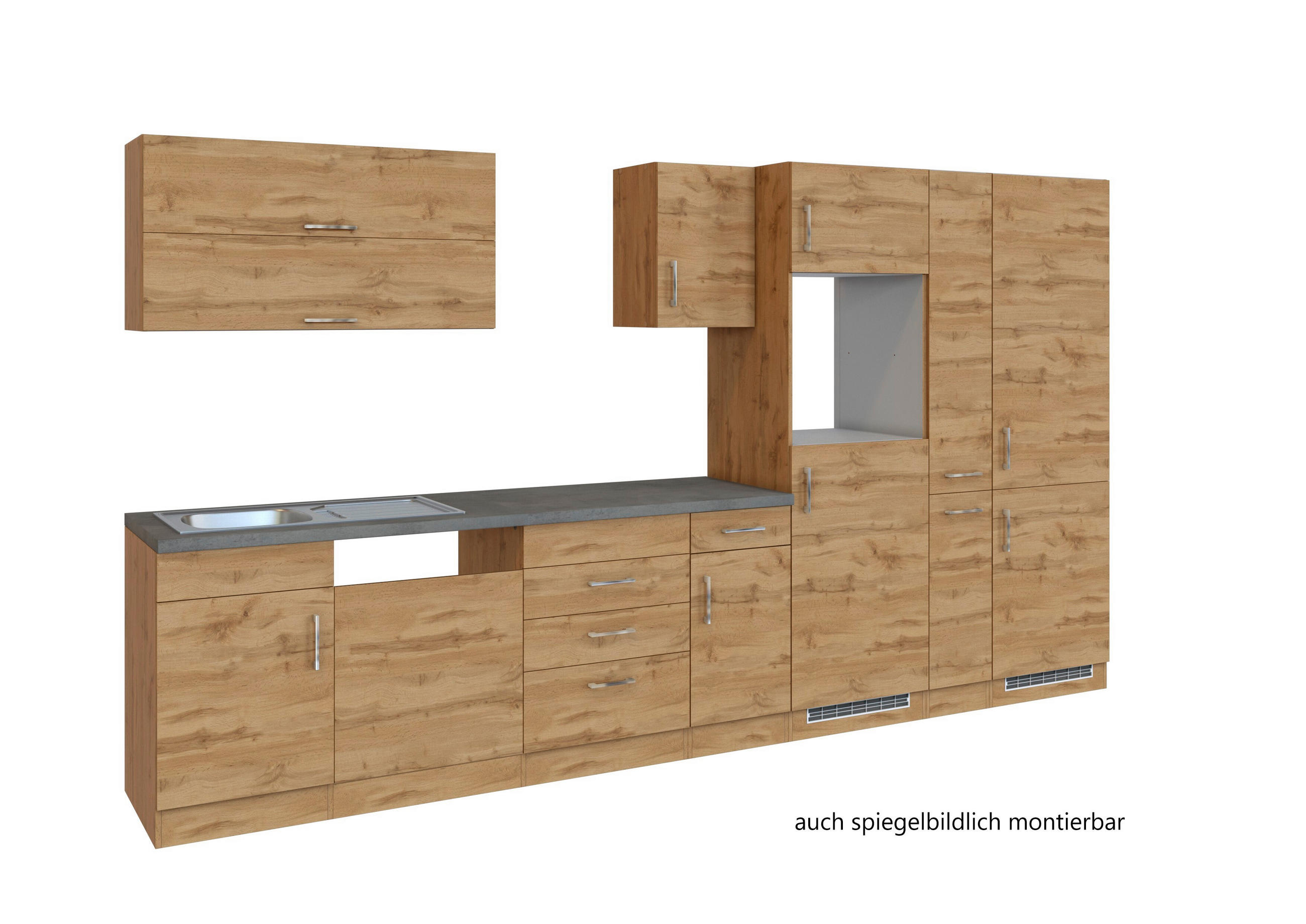 KÜCHENLEERBLOCK   in Eichefarben  - Eichefarben/Anthrazit, MODERN, Holzwerkstoff (360/200/60cm) - Held