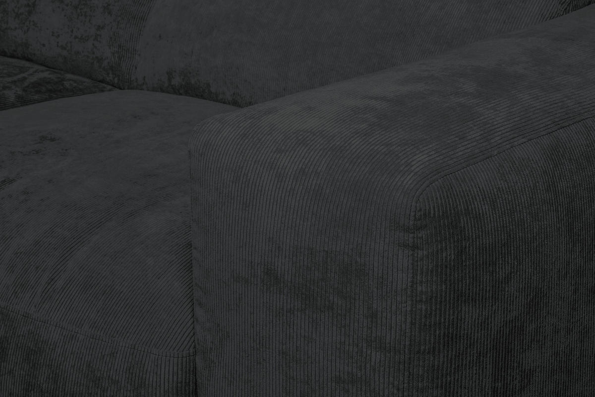 ECKSOFA HANNAH Schwarz Cord  - Schwarz, Design, Kunststoff/Textil (170/343cm) - MID.YOU