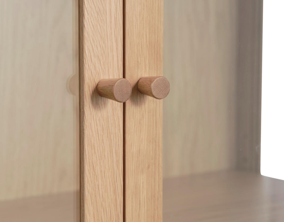 VITRINE in massiv, teilmassiv Eiche Eichefarben  - Eichefarben, Basics, Glas/Holz (100/140/40cm) - Boxxx