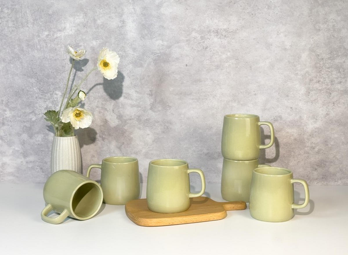 KAFFEEBECHERSET Colori Verde 6-teilig  - Grün, Trend, Keramik - Novel