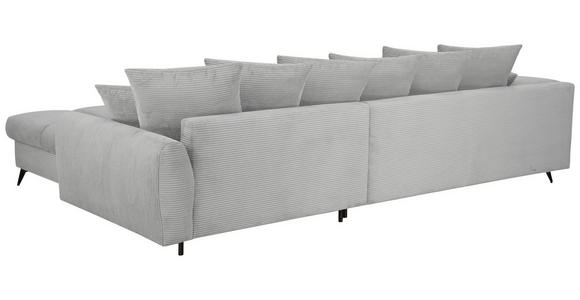 ECKSOFA Hellgrau Cord Rückenkissen, Armlehnenkissen, Rücken echt  - Hellgrau/Schwarz, KONVENTIONELL, Textil/Metall (332/231cm) - Carryhome
