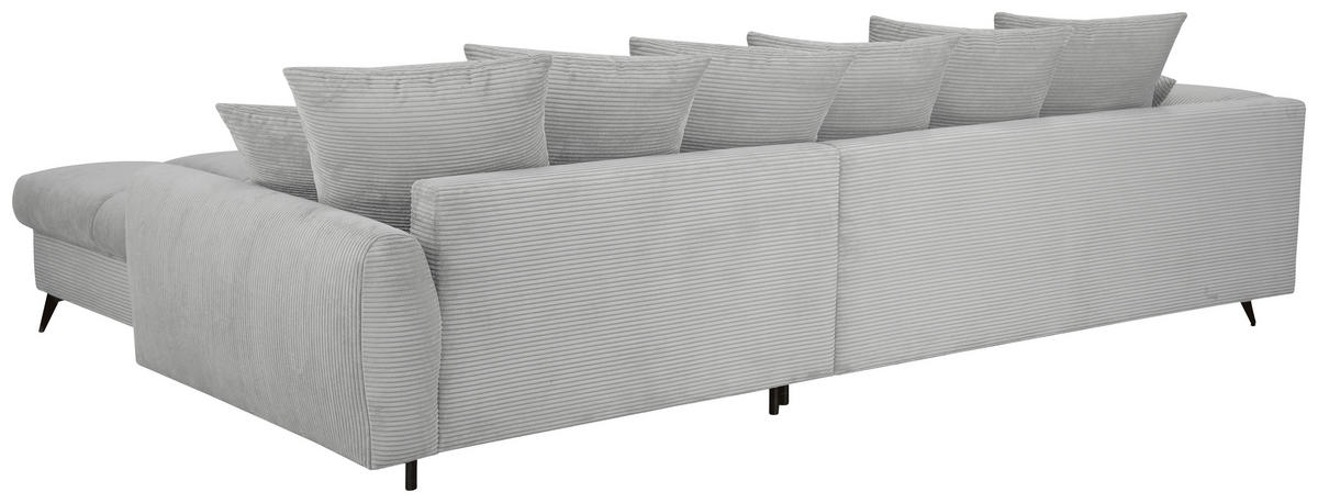 ECKSOFA Hellgrau Cord Rückenkissen, Armlehnenkissen, Rücken echt  - Hellgrau/Schwarz, KONVENTIONELL, Textil/Metall (332/231cm) - Carryhome