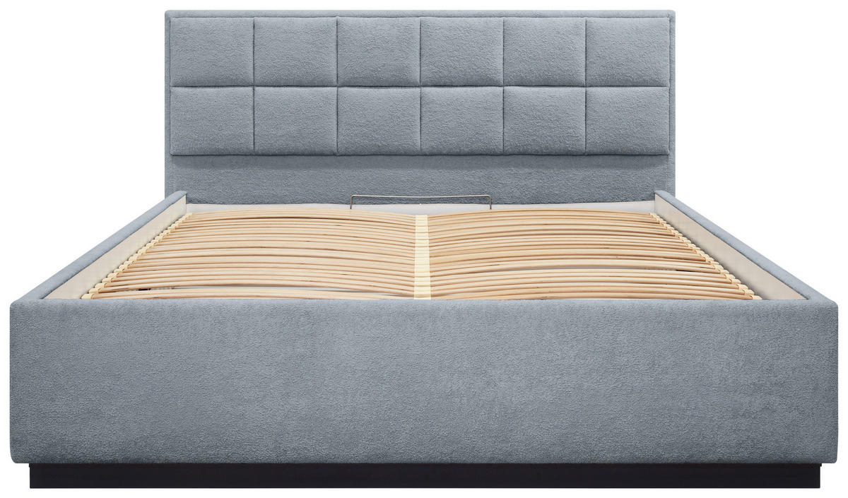 POLSTERBETT 140/200 cm,  in Hellgrau, gepolstertes Kopfteil, Beleuchtung, Lattenrost, Bettkasten,  - Birkefarben/Hellgrau, Design, Holz/Holzwerkstoff (140/200cm) - Chameo
