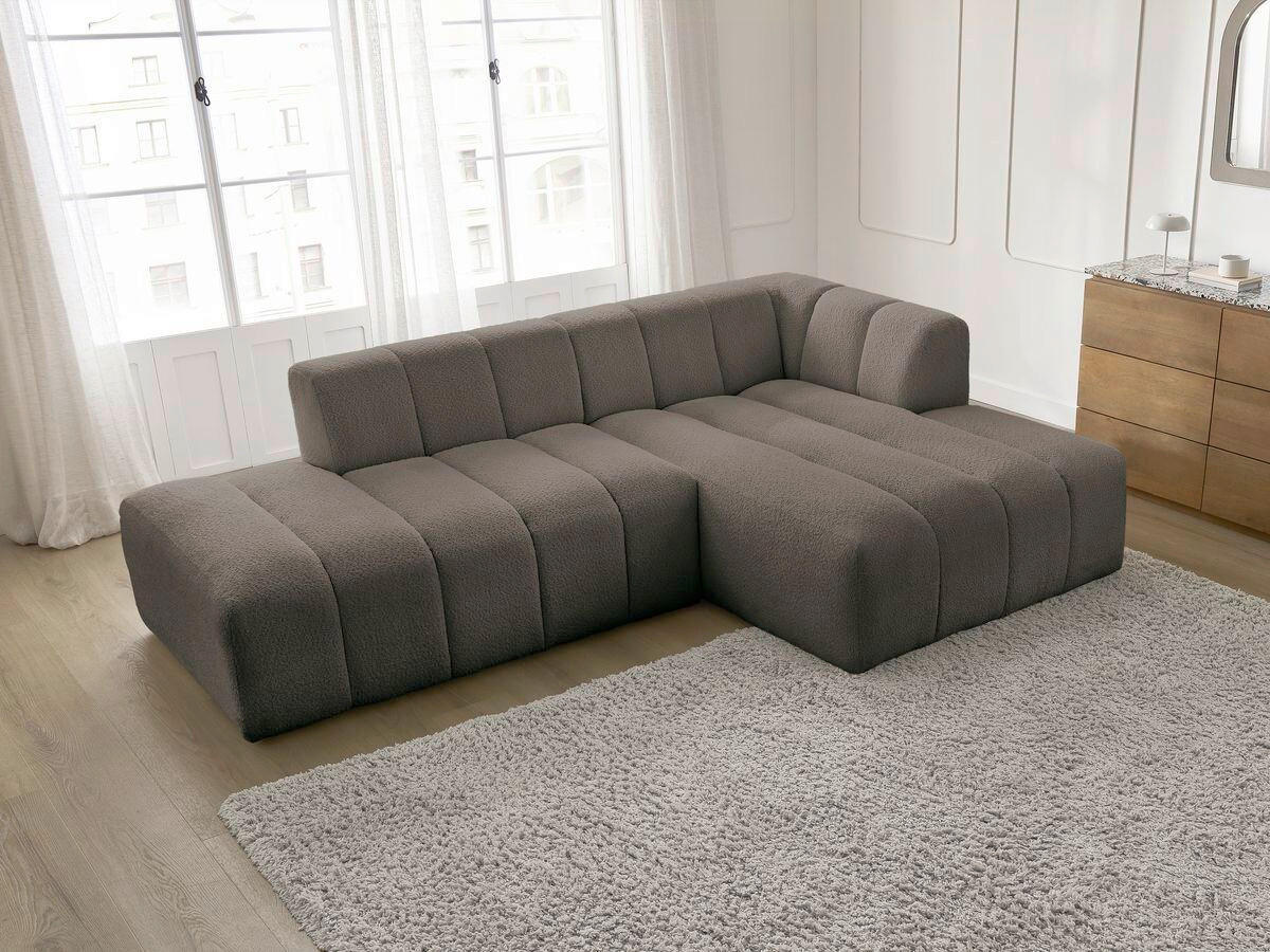 ECKSOFA  ANNECY Taupe Bouclé  - Taupe/Schwarz, MODERN, Kunststoff/Textil (262/170cm)