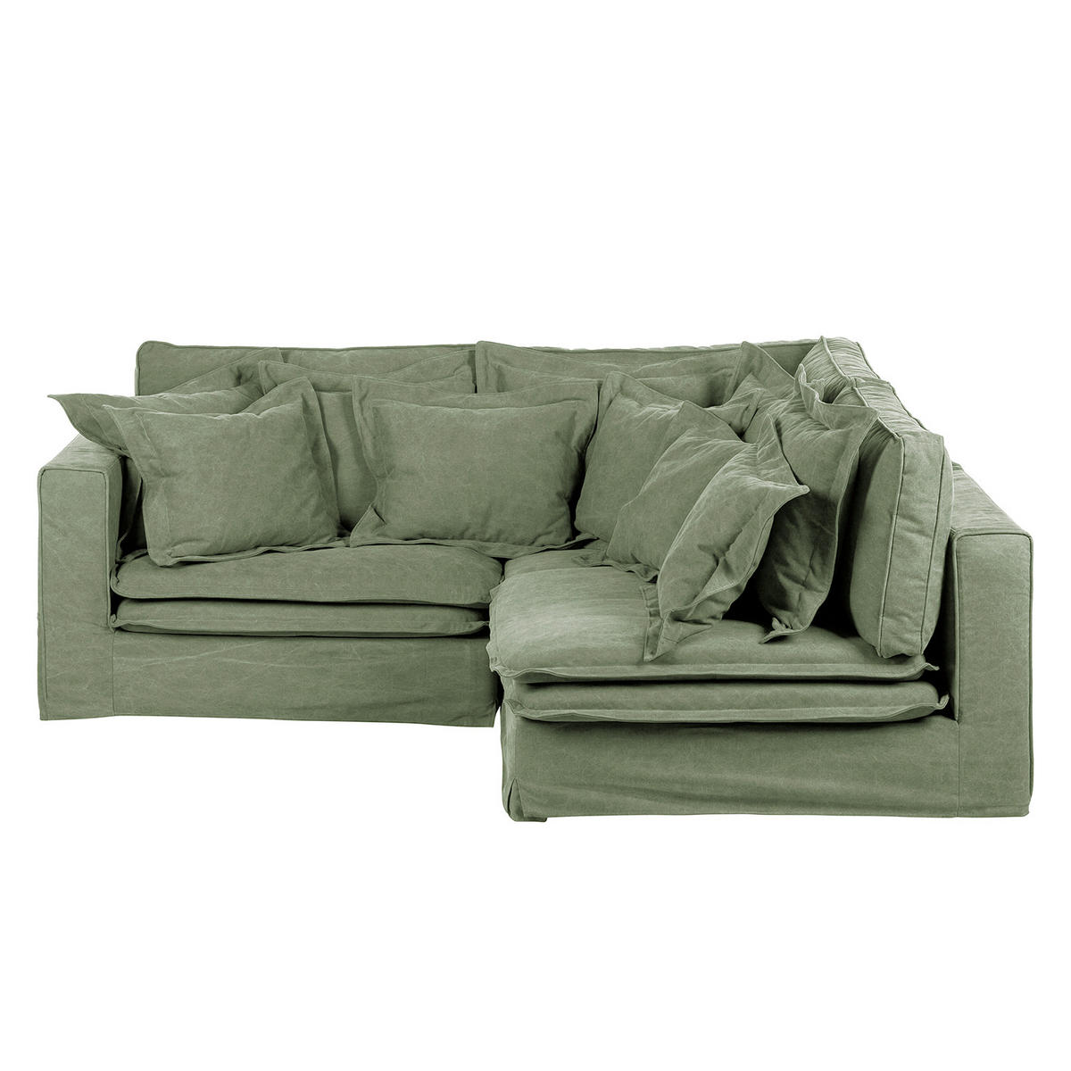 ECKSOFA STELLA in Webstoff Olivgrün Zierkissen, Rückenkissen  222/238 cm  - Schwarz/Olivgrün, Design, Kunststoff/Textil (222/238cm) - P & B