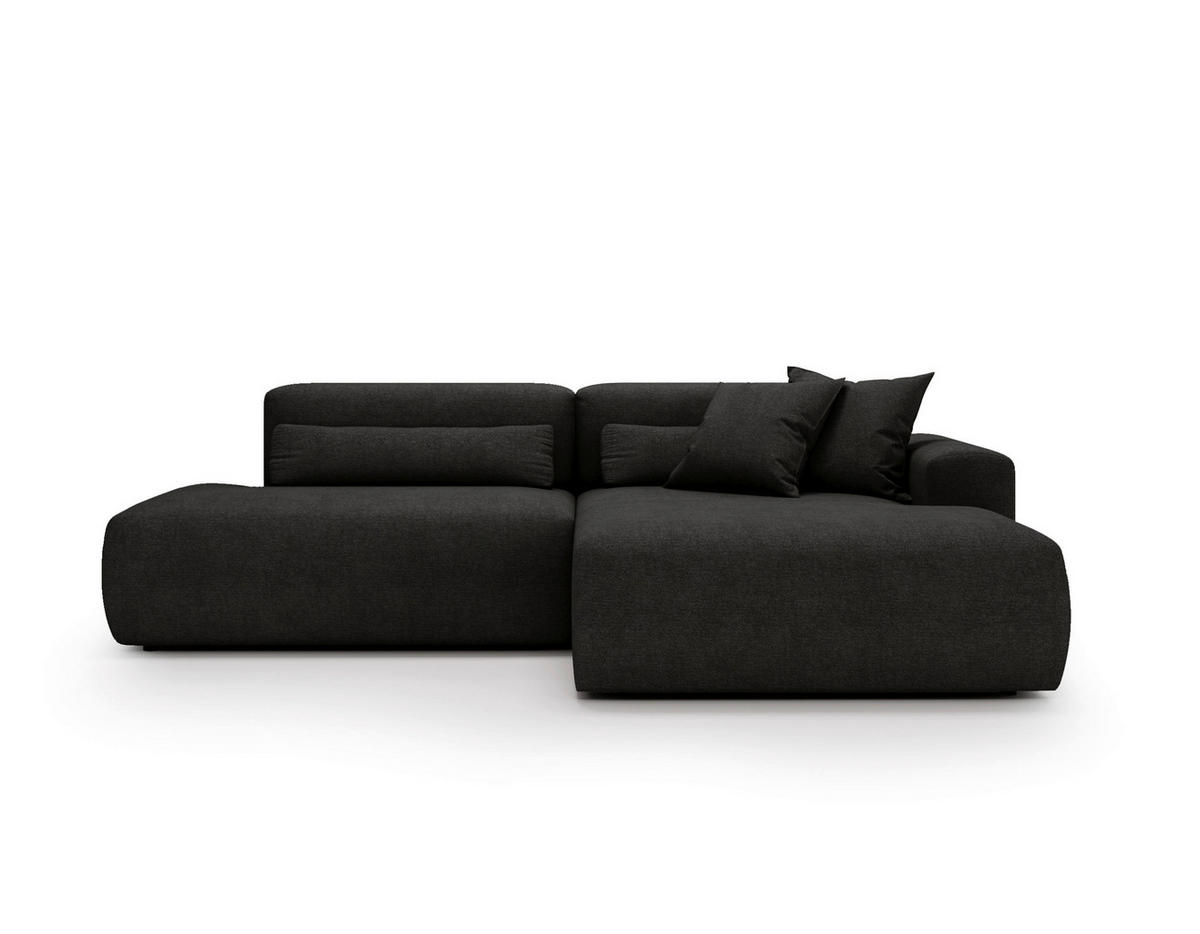 ECKSOFA REVE in Chenille Anthrazit  284/160 cm  - Anthrazit/Schwarz, Design, Kunststoff/Textil (284/160cm) - Livetastic
