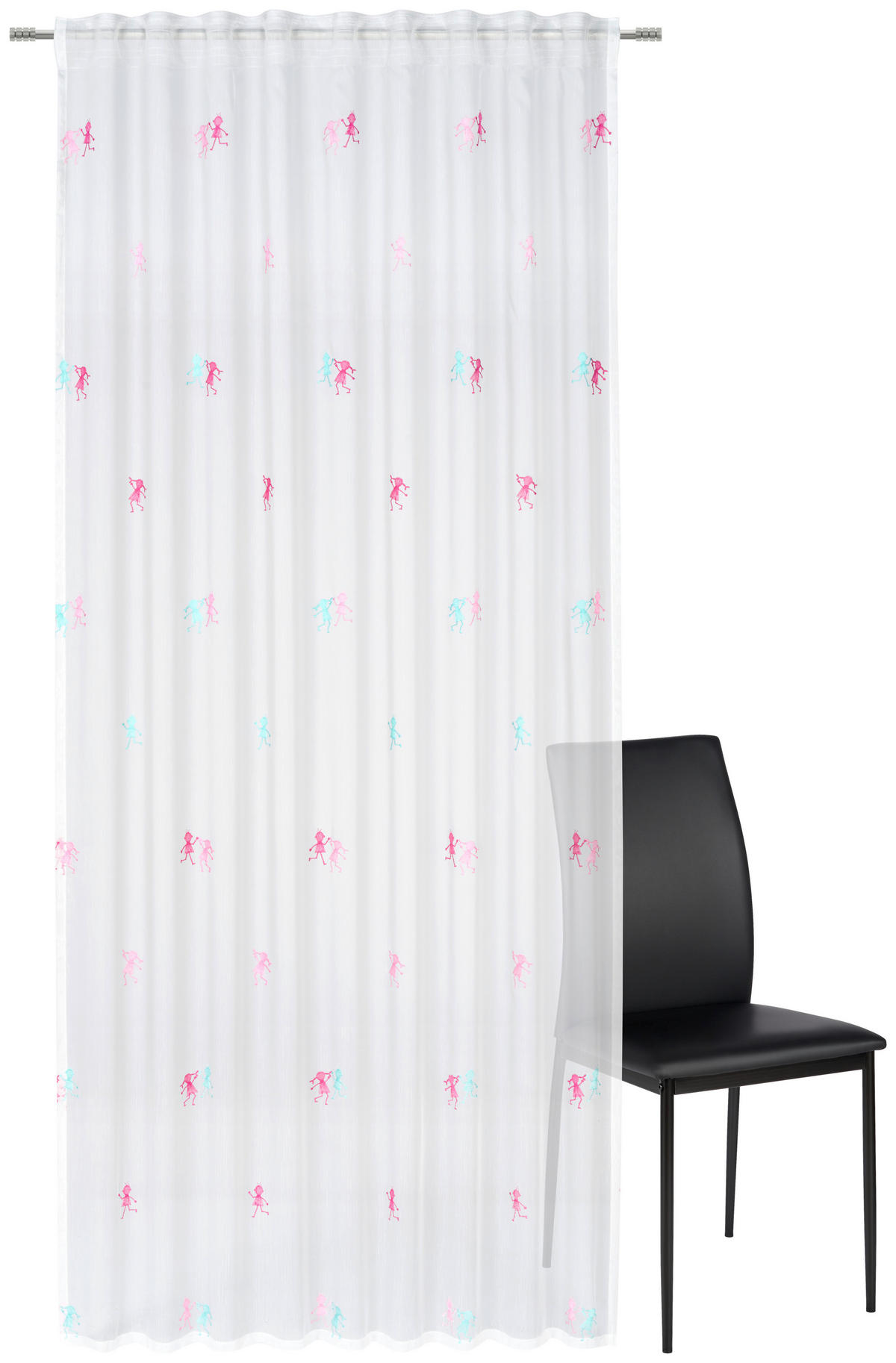 DĚTSKÝ ZÁVĚS, průhledné, 145/245 cm - pink/tyrkysová, Basics, textil (145/245cm) - Ben'n'jen