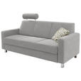 3-SITZER-SOFA in Flachgewebe Hellgrau  - Chromfarben/Hellgrau, Design, Textil/Metall (195/83/85cm) - Xora