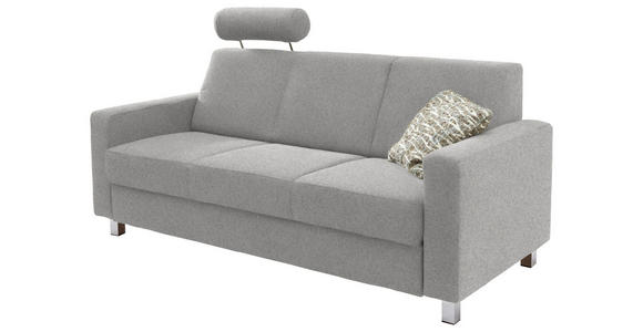3-SITZER-SOFA in Flachgewebe Hellgrau  - Chromfarben/Hellgrau, Design, Textil/Metall (195/83/85cm) - Xora