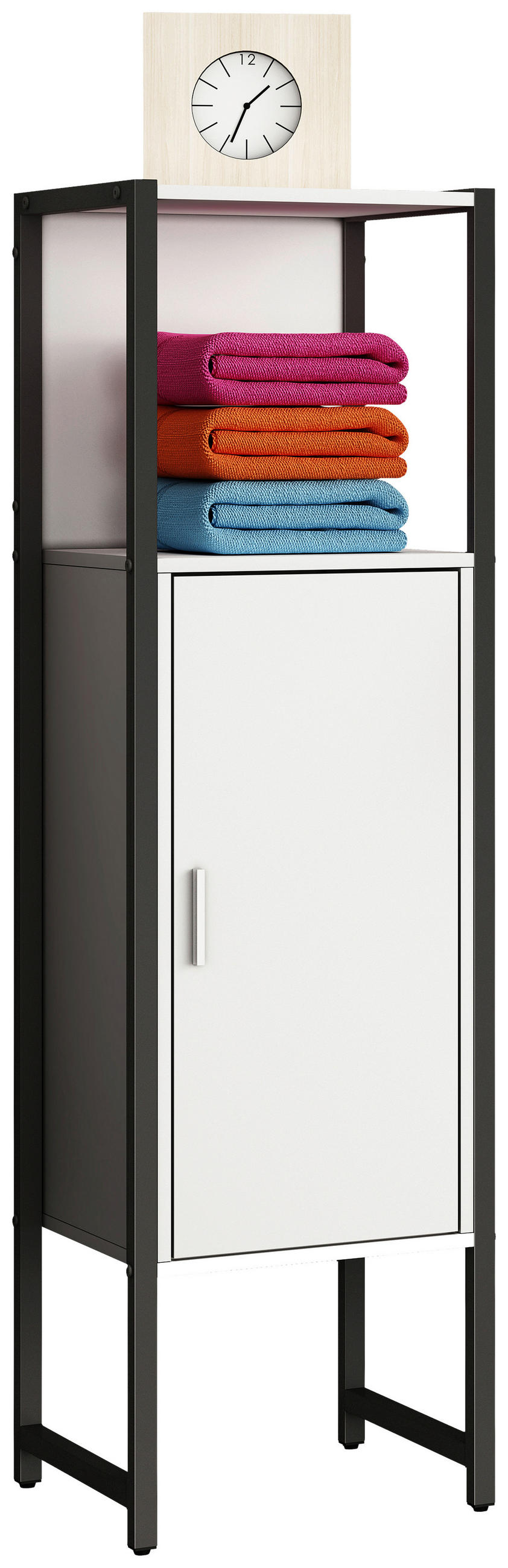 MIDISCHRANK 33/114/30 cm  - Weiss/Silberfarben, Modern, Holzwerkstoff/Kunststoff (33/114/30cm) - MID.YOU