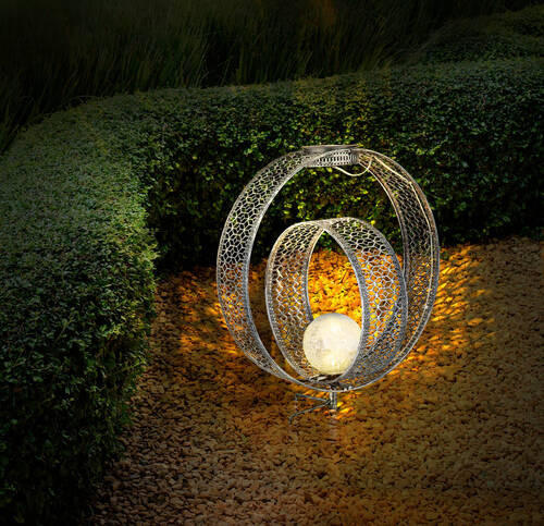 SOLARLEUCHTE 30/20/42 cm   - Klar/Silberfarben, Design, Glas/Metall (30/20/42cm) - Globo